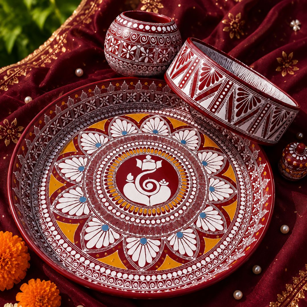 Kavita Aipan Art traditional kumauni aipan Karwachauth Pooja Set